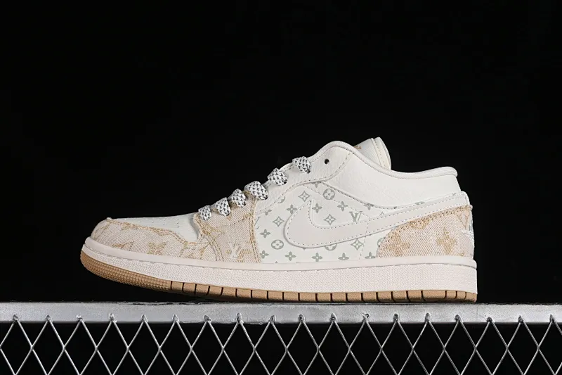 All categories Air Jordan Jordan series basketball shoes Air Jordan 1 Low High-end customized low-top sneakers Air Jordan 1 Low AJ1 Joe 1 LV joint-denim khaki High-end customized low-top cultural casual sneakers SJ9950-002